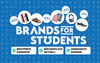 Logo von Brands for Students, mit Beispielprdukten