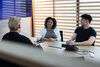 Xenia Sauter von Swissvard mit den beiden Praktikanten der Benedict Andrej und Jean-Louis. 